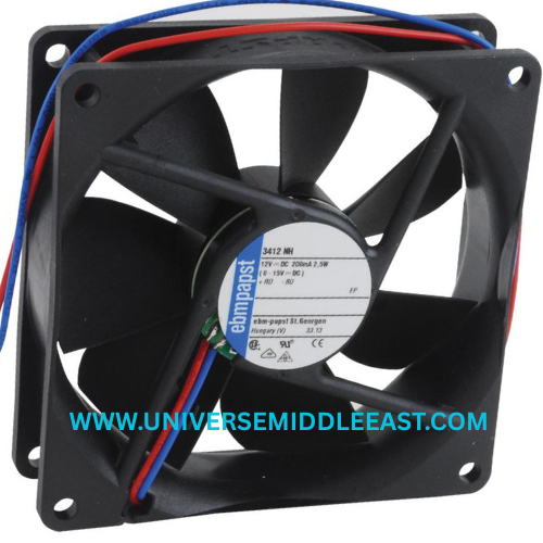 EBM-PAPST 3412NH Axial Fan, 12 VDC, 55.3 CFM, Ball Bearing