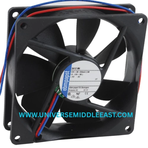 EBM-PAPST 3412NH Axial Fan, 12 VDC, 55.3 CFM, Ball Bearing — EBM-PAPST