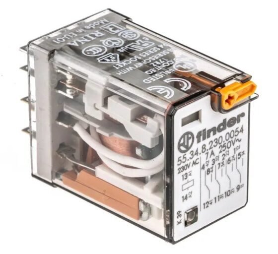55.34.8.220.0040 55 Series Plug in Relay 4P/220 VAC Coil, 7A