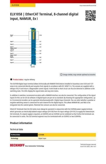 ELX1058 Ethercat Terminal Chanel