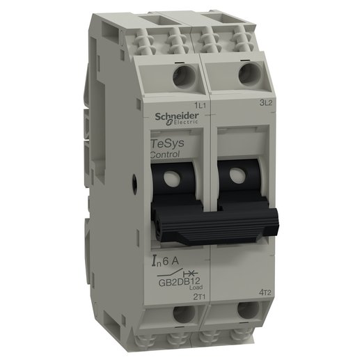 GB2DB12 – Schneider Electric Circuit breaker, TeSys GB2, 2P, 6A, Icu 1.5kA at 415V, Thermal magnetic, DIN rail mounted — SCHNEIDER