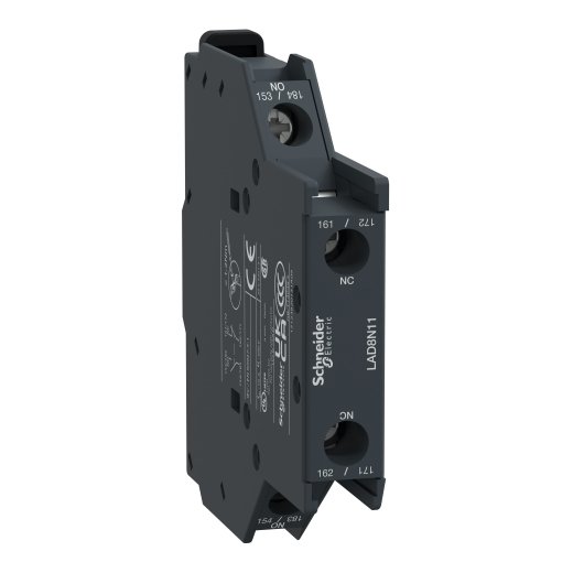 LAD8N11 – Schneider Electric Auxiliary contact block, TeSys D, 1NO + 1NC, side mounting, screw clamp terminals — SCHNEIDER