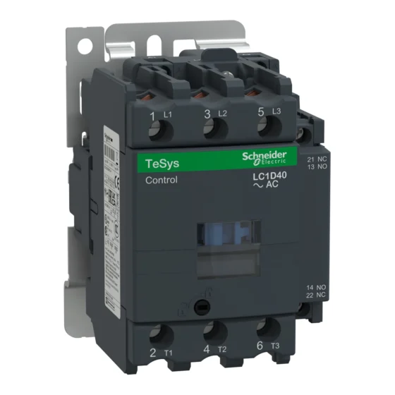LC1D40F7 – Schneider Electric Contactor, TeSys Deca,3P(3NO),AC-3/AC-3e/<=440V 40A,110V AC 50/60Hz coil, screw clamp terminals — SCHNEIDER