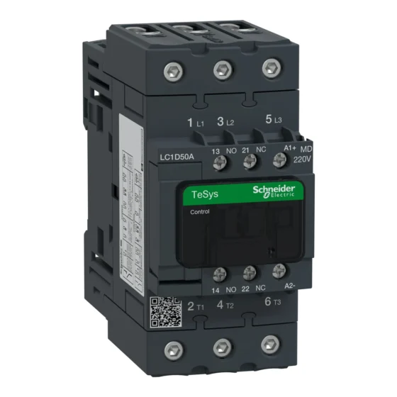 LC1D50AMD – Schneider Electric TeSys D contactor – 3P(3 NO) – AC-3 – <= 440 V 50 A - 220 V DC standard coil — SCHNEIDER