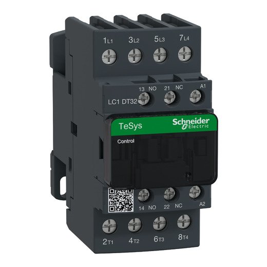 LC1DT32B7 – Schneider Electric Contactor, TeSys Deca, 4P(4 NO), AC-1, ≤ 440V, 32A, 24V AC 50/60Hz coil, screw clamp terminal — SCHNEIDER
