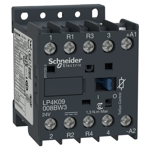 LP4K09008BW3 – Schneider Electric TeSys K contactor – 4P (2 NO + 2 NC) – AC-1 ≤ 440 V 20 A – 24 V DC coil — SCHNEIDER