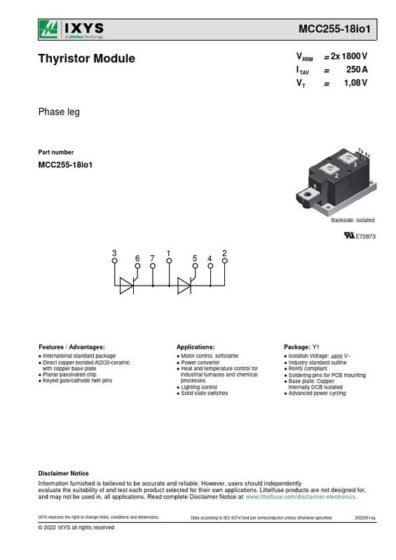 MCC255-18IO1 Ixys Thyrister Module