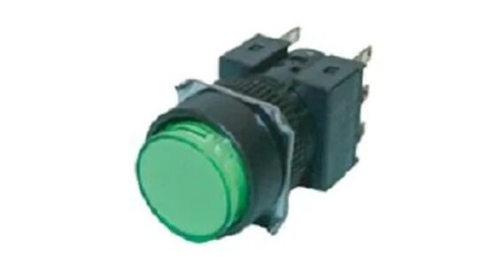 Omron A165L-TGY Pushbutton, Illuminated, Round, IP65, Green — OMRON