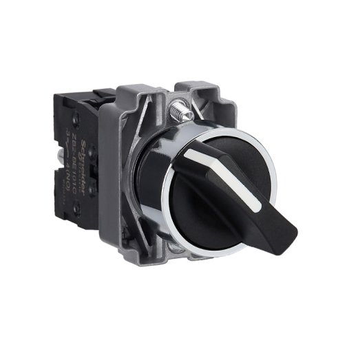 XB2BD21C – Schneider Electric Complete selector switch, Easy Harmony XB2, metal, black, 22mm, 2 positions, stay put, 1NO — SCHNEIDER