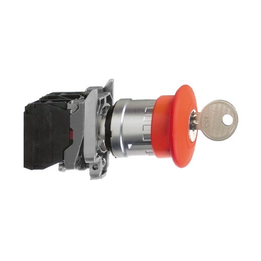 XB4BS142 – Schneider Electric Complete emergency switching off push button, Harmony XB4, Red Ø 40 stop, Ø22 mm latching key… — SCHNEIDER