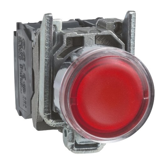 XB4BW3465 – Schneider Electric Illuminated push button, metal, flush, red, Ø22, spring return, ≤ 250 V, 1 NO + 1 NC — SCHNEIDER