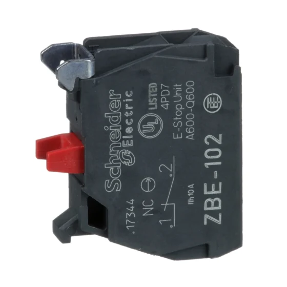 ZBE102 – Schneider Electric single contact block for head Ø22 1NC silver alloy screw clamp terminal — SCHNEIDER